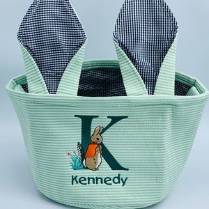 Personalized Easter Basket. Available in Pink, Green, Blue, and Purple